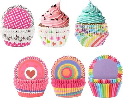 Zdjęcie produktu dla Formy do muffinek, 300 sztuk - papierowe - 6 wzorów - idealne do cupcakes i muffinek
