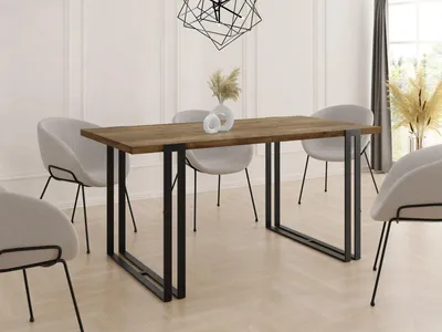 Produktbild von Ausziehbarer Esstisch - Großer Tisch im Loft-Stil mit Schwarze Metallbeinen 120 bis 220 cm - Industrietisch für das Wohnzimmer - Spacesaver - Lefkas Eiche - 120 x 80 cm