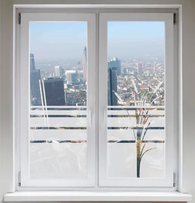 Produktbild von INDIGOS UG Sichtschutzfolie Fensterbild Fensterfolie Glasdekor Rohrkolben Bambus satiniert blickdicht ORACAL® - 1200mm Breite x 500mm Höhe