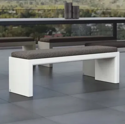 Produktbild von Casa Padrino Luxus Gartenbank Dunkelgrau / Matt Weiß 150 cm - Outdoor Garten Sitzbank