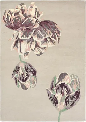 Produktbild von Handgefertigter Wohn- und Schlafzimmerteppich aus Wolle mit Blumenmuster TRANKI