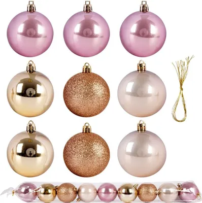 Produktbild von Vilde Kugeln Christbaumkugeln Christbaumschmuck Tannenbaumkugeln Weihnachtsdeko Weihnachtskugeln bruchfest Rosa 9 St, 6 cm
