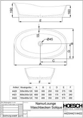 Produktbild von Hoesch 4422.112 Waschbecken Namur Lounge 700x400x12