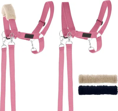 Obrázek produktu pro Ohlávka pro koně Hobby Horse s ohlávkami a kožešinou, růžová – Handlosfera