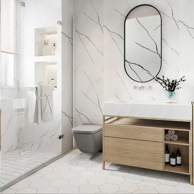 Immagine prodotto di Pannelli murali Vigevee, 120x60 cm, bianchi, effetto marmo, materiale composito – confezione da 16 pezzi