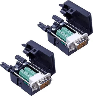 Produktbild von RS232 DB9 Stecker 9-polig D-Sub männlich 2 Stück langes Gehäuse