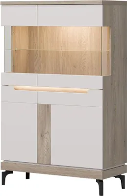 Produktbild von Aston An04 Vitrinenschrank 90X143X39 Cm Vitrine Eiche Cremona/Kaschmir