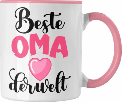 Produktbild von Trendation - Für Die Beste Oma Der Welt Tasse Geschenk Geschenkidee Von Enkel Enkelin Herz (Rosa)