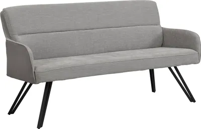 Produktbild von byLIVING Bank TINO / Webstoff und Mikrofaser Bezug in hellgrau, Gestell in schwarz / Aufgedoppelter Rücken / Esszimmerbank / Küchenbank / B 160 x H 94 x T 67 cm