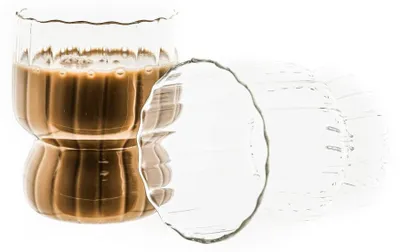 Image de 2 pcs. Set de verres à boire 300 ml en verre borosilicaté Verres à espresso Résistants à la chaleur Riffle Design