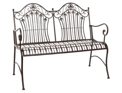 Immagine prodotto di Panchina da giardino Moritz 113 cm in metallo, 2 posti, marrone anticato - Resistente alle intemperie, per giardino, terrazza, balcone, stile rustico