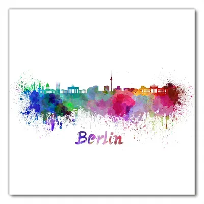 Produktbild von Wallario selbstklebende Möbelfolie/ Tischdecke für Innen und Außen, Größe: 70 x 70 cm - Städte als Aquarell - Skyline von Berlin