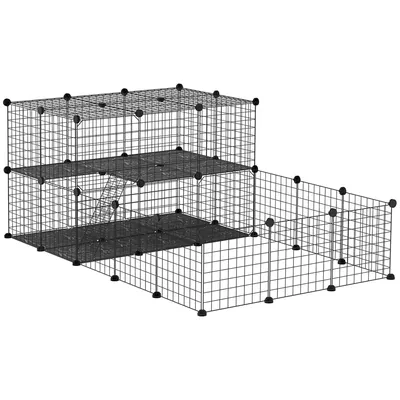 Image de PawHut Enclos pour petits animaux parc pour chiot clôture pour animaux domestiques modulable DIY 47 panneaux noir