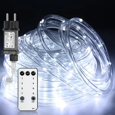Zdjęcie produktu dla Izrielar 20 m łańcuch świetlny LED do wnętrz i na zewnątrz, wodoodporny łańcuch LED, oświetlenie imprezowe i dekoracyjne na Boże Narodzenie, białe światło zimne