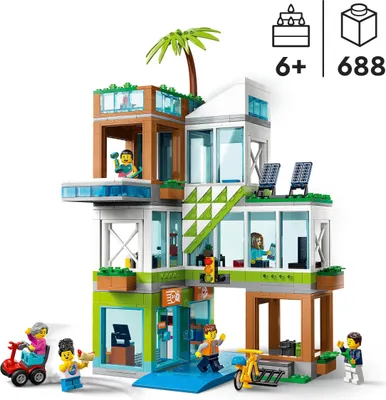 Zdjęcie produktu dla LEGO 60365 City Apartamentowiec, zabawka konstrukcyjna, budynek modułowy z pokojami, sklepem, rowerem i 6 minifigurkami, prezent urodzinowy dla dzieci, chłopców i dziewczynek, w wieku od 6 lat