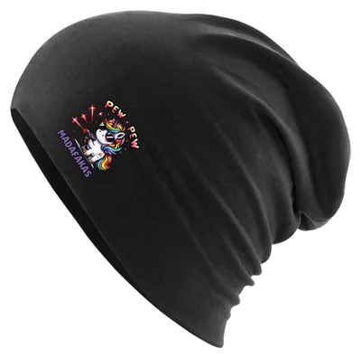 Produktbild von Huuraa Beanie Pew Pew cooles Einhorn Black One Size Baumwolle und Elasthan Mütze Geschenkidee