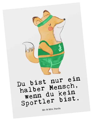 Produktbild von Mr. & Mrs. Panda Postkarte Sportler Herz - Weiß - Geschenk, Grußkarte, bildkarte, Postkarten, Ansichtskarte, Ansichtskarten
