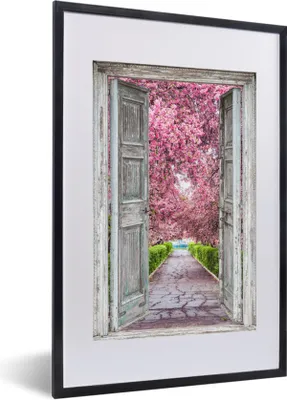 Produktbild von MuchoWow® Gerahmtes Poster Sakura - Transparent - Baum - Kirschblüte 40x60 cm - Poster mit Schwarzem Bilderrahmen Wandposter Rahmen Foto Bilder - Poster in Rahmen