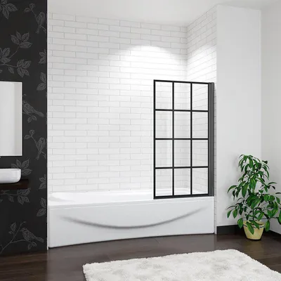 Produktbild von AICA Badewannenaufsatz 80cmx140cm Schwarz Faltwand 6mm ESG-glas Badewanne Duschabtrennung Badewannenfaltwand Duschwand