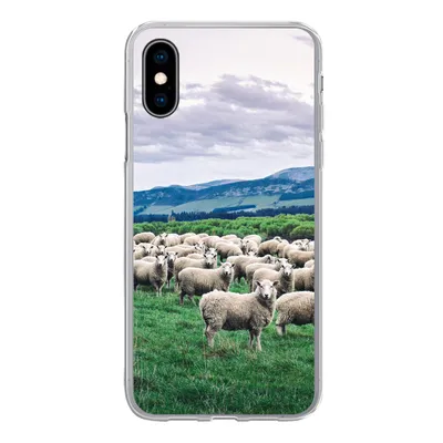 Produktbild von MuchoWow® Handyhülle Schutzhülle Hülle für iPhone X Schafe - Natur - Gras Silikon Softcase Handy Hülle - Handyhülle