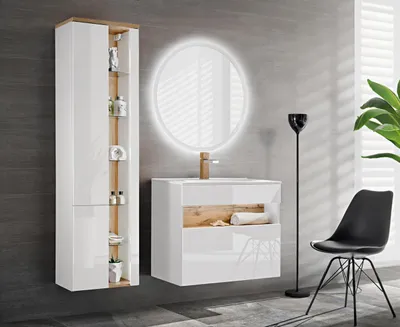 Obrázek produktu pro Designový koupelnový nábytek koupelnová 3dílná sada skříňka umyvadlo osvětlení
