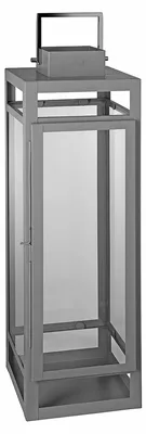 Produktbild von FINK Laterne KENIA - Windlicht aus Eisen pulverbeschichtet, Glas, Henkel Edelstahl, hellgrau, H 58 cm, Wohnzimmer Deko