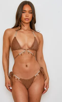 Produktbild von Moda Minx Bikini-Hose Lumiere Seychelles mit Glitzersteinchen und Anhängern Caramel XXL