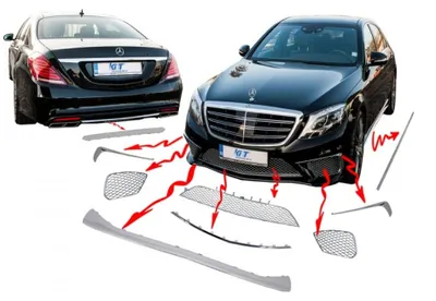 Zdjęcie produktu dla Zestaw ozdobnych listew chromowanych do Mercedesa klasy S W222 (od 2013 r.) w stylu S65.