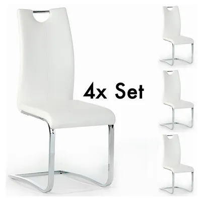 Produktbild von Esszimmerstuhl Schwingstuhl SABA, Set mit 4 Stühlen, chrom/weiß