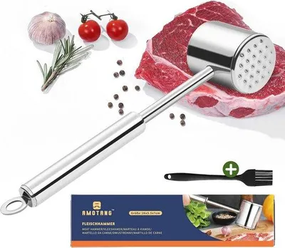 Produktbild von Famanu Fleischhammer aus Edelstahl - Doppelseitig, Spülmaschinenfest 26,5 cm