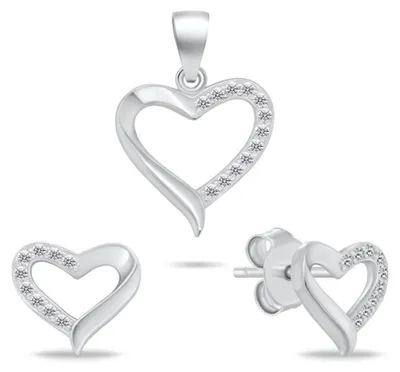 Zdjęcie produktu dla Zestaw srebrnej biżuterii Heart SET270W ( wisiorek, kolczyki)