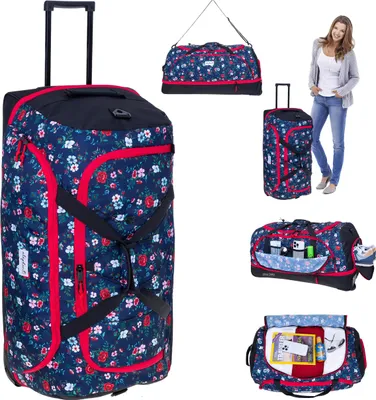 Produktbild von Reisetrolley Damen Reisetasche Trolley Elephant Travel Trolly 100-135 Liter Rolltasche groß Gepäck Reise Tasche Fluggepäck Cruiser 13025 Blue Flower Blau