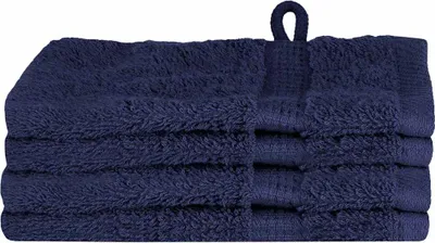 Image de vidaXL Serviette d'invité SOLUND, lot de 4, bleu marine, 15 x 21 cm, 550 g/m²
