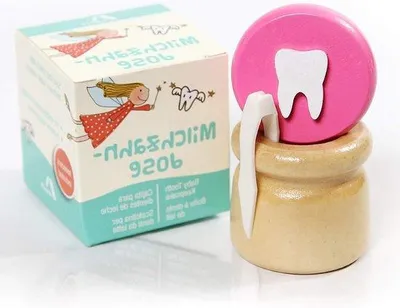 Image de Boîte à dents en bois avec une pince et une lettre, rose, petite, boîte souvenir