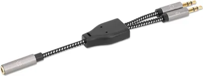 Produktbild von Manhattan 356121, 3.5mm, Weiblich, 2 x 3.5mm, Männlich, 0,15 m, Schwarz, Silber