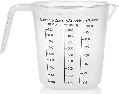Produktbild von Messbecher 1L Volumen Kunststoff Transparent Kunsstoffmessbecher Messkanne Meßbecher Literbecher Küchenhelfer Rührbecher mit Maßskalen Retoo