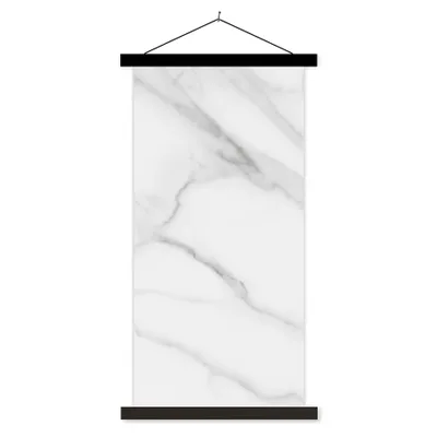 Produktbild von MuchoWow® Textilposter Marmor - Strukturiert - Weiß - Grau - Stein - Marmoroptik 60x120 cm mit schwarzem Rahmen - Magnete