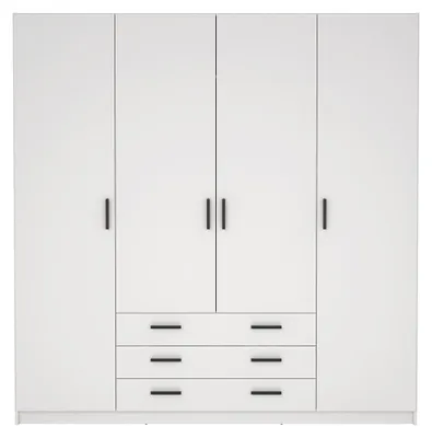 Image de CALICOSY - Armoire 4 portes et 3 tiroirs L196 cm - PRINT