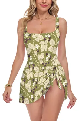 Produktbild von Retro Badeanzug in Grün für Damen, mit Push-Up-Effekt