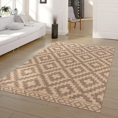 Produktbild von TT Home In-& Outdoorteppich Wetterfest Terrasse Geometrisches Rauten Boho Skandi Design Größe 60x100 cm