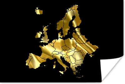 Produktbild von MuchoWow® Poster Karte von Europa - Gold 60x40 cm - Schlafzimmerdekoration