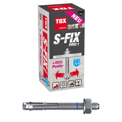 Produktbild von TOX Bolzenanker S-Fix Pro 1 A4 M8x75/10 mm 100 Stk