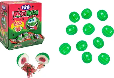 Produktbild von 119,80 €/KG Melonen KAUGUMMI 10er PACK Melon mit Brausefüllung Wassermelone