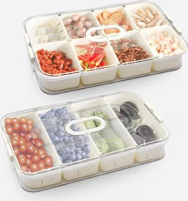 Immagine prodotto di Contenitore per snack a 12 scomparti, in plastica, per frutta e verdura, da frigorifero e da dispensa