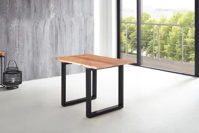 Produktbild von Esstisch Baumkante massiv Akazie natur 140 x 80 U-Gestell schwarz LUBIN