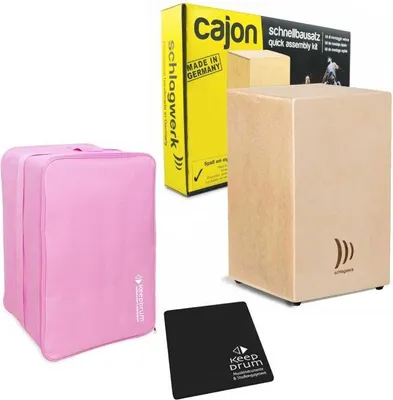 Image de Schlagwerk Cajon kit CBA20S avec sac rose et coussin d'assise