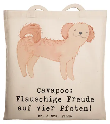 Produktbild von Mr. & Mrs. Panda Shopping Tasche Cavapoo Flauschigkeit - Transparent - Geschenk, freundliche Hunde, Hunderasse, Hunderassen, Einkaufstasche, Mischlingshund, Tote Bag