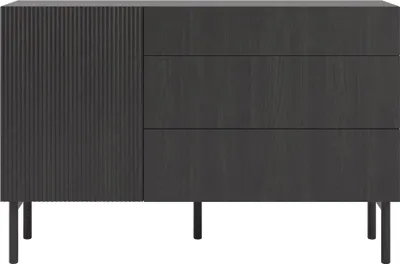 Produktbild von Selsey Nolie - Sideboard mit 3 Schubladen, Holzoptik Esche Schwarz, 140 cm
