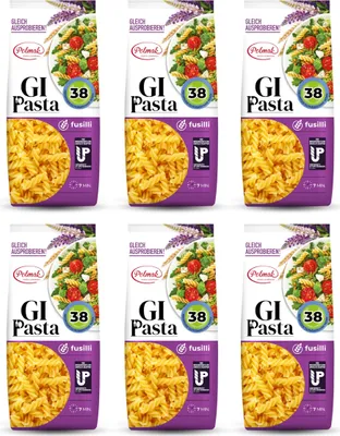 Produktbild von GI Pasta Fusilli mit niedrigem glykämischen Index für Diabetiker | Hoher Protein- und Ballaststoffgehalt | Wenig Kohlenhydrate und niedriger glykämischer Index (38) | 4 natürliche Zutaten