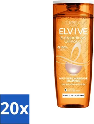 Produktbild von L'Oréal Paris Elvive Shampoo Extraordinary Oil Kokosöl für trockenes Haar 250 ml - Vorteilspack - 20 Stücke